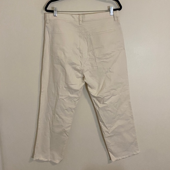 Eileen Fisher Organic Cotton Denim Straight White Raw Hem Ankle Jeans Large - Picture 6 of 8